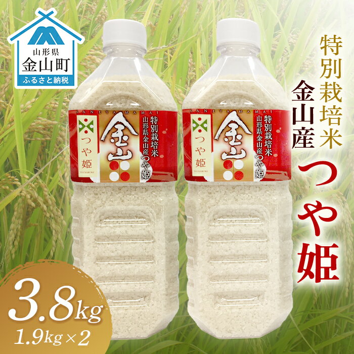 【ふるさと納税】 《令和7年産 先行予約》 金山産米「つや姫1.9kg」（ペットボトル入り）×2本セット 計3.8kg 米 お米 白米 ご飯 精米 ブランド米 つや姫 送料無料 東北 山形 金山町 F4B-0583