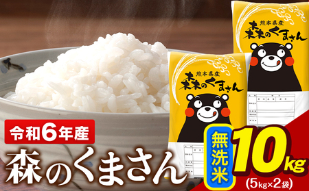 令和6年産   無洗米  森のくまさん 10kg 5kg × 2袋  熊本県産 単一原料米 森くま《7-14日以内に出荷予定(土日祝除く)》送料無料 美味しい米 お米 熊本県産米 くまもと米