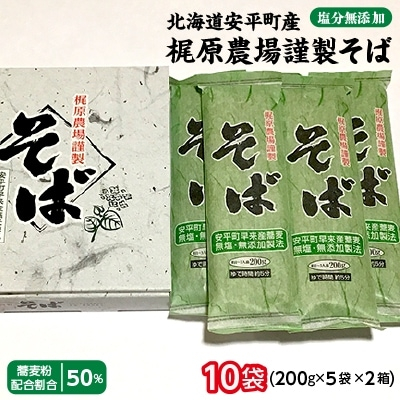 
北海道安平町産 梶原農場謹製そば (200g×5袋)×2箱【1137101】
