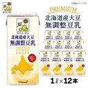 【ふるさと納税】キッコーマンソイフーズ　北海道産大豆 無調整豆乳 1L×12本【配送不可地域：離島・沖縄県】【1389467】