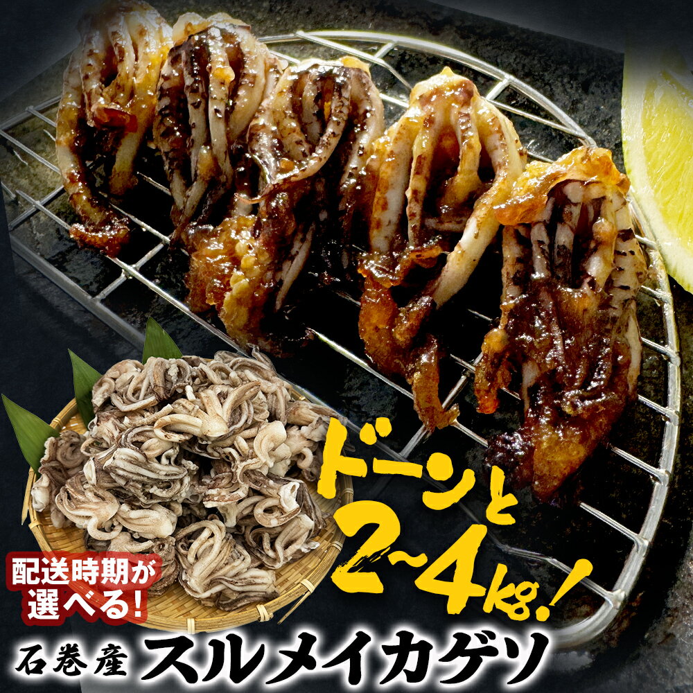 【ふるさと納税】いか ＜訳あり＞ スルメイカ ゲソ 2kg 4kg 配送時期が選べる 宮城県産 冷凍 国産 下足 イカ イカゲソ 唐揚げ いかげそ おつまみ 魚介類 焼イカ バーベキュー BBQ わけあり 不揃い 烏賊 炒め物 フライ ゲソ天 唐揚げ イカゲソ2kg イカゲソ4kg 宮城県 石巻市