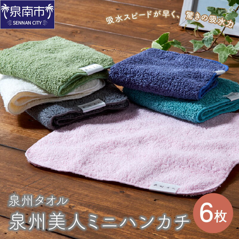【ふるさと納税】【泉州タオル】泉州美人ミニハンカチ6枚 のし 熨斗 熨斗対応 のし対応 お中元 【配送不可地域：北海道・沖縄・離島】