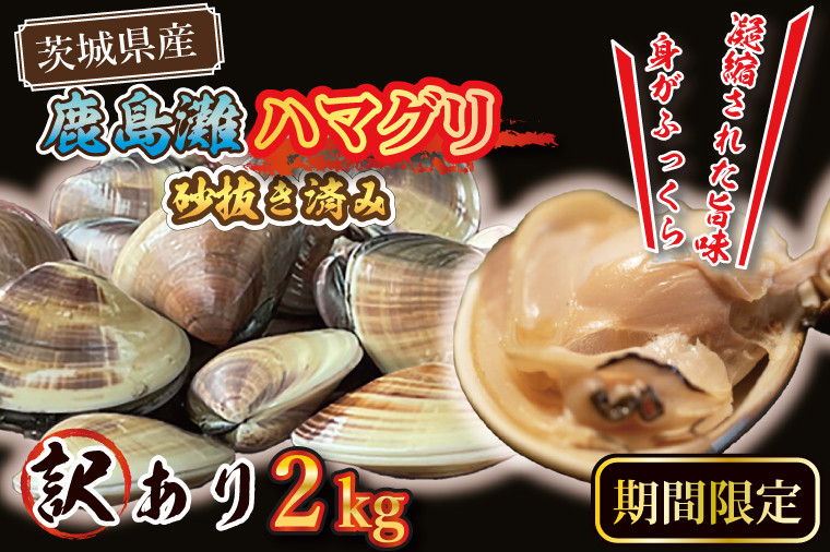 
【11月1日より順次発送】 期間限定 鹿島灘 ハマグリ 訳あり 2kg 砂抜き済み はまぐり 蛤 わけあり 国産 天然 茨城県産 鹿島灘産 焼き蛤 BBQ おせち お雑煮 お吸い物 ラーメン パスタ
